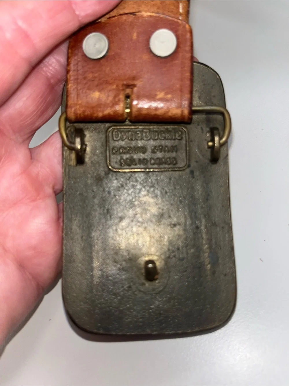 Dyna Buckle Devy Brown Leather Belt w/ Vanguard Brass Buckle